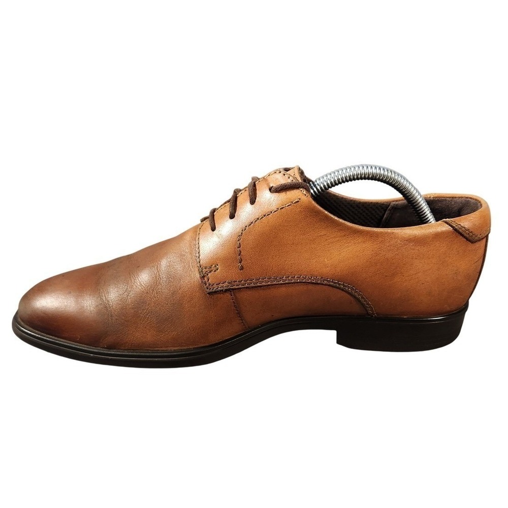 Ecco‎ Melbourne Shoes Mens Size 9.5 Brown Leather Derby Plain toe Dress Comfort